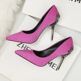 Metal Hollow Suede Stiletto Heels Shoes