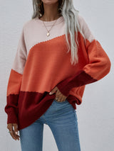 Loose Round Neck Striped Sweater
