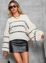 Striped Round Neck Long Sleeve Sweater