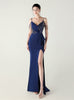 Mermaid Spaghetti Straps Beading Split Prom Dress