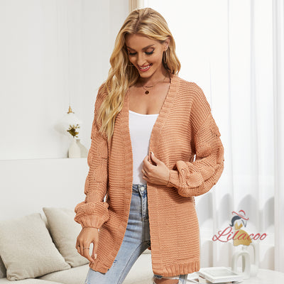 Women Bubble Sleeve Coat Sweater