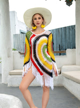 Hook Crochet Beach Fringed Bikini Cover Up
