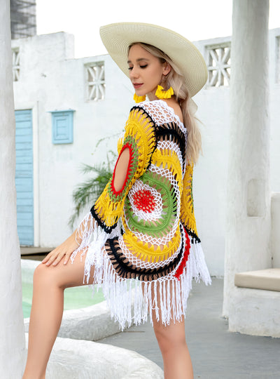 Hook Crochet Beach Fringed Bikini Cover Up