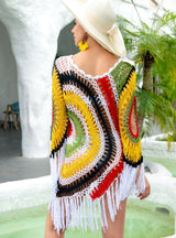 Hook Crochet Beach Fringed Bikini Cover Up