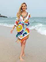 Sexy Printed Tassel Holiday Bkini Cover Up