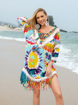 Sexy Printed Tassel Holiday Bkini Cover Up