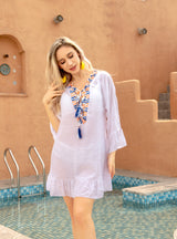 Long-sleeved Bohemian Beach Cover Up Dress