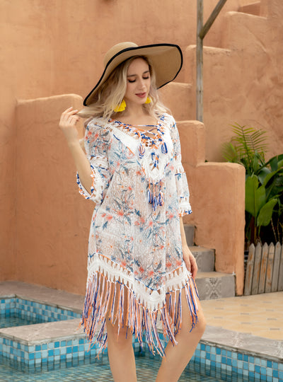 Lace Tassel Hook Beach Cover Up