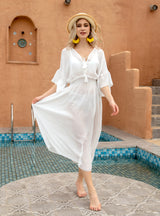 Beach Dress Elastic Waist Bikini Cover Up