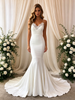 White Mermaid Spaghetti Straps Wedding Dress
