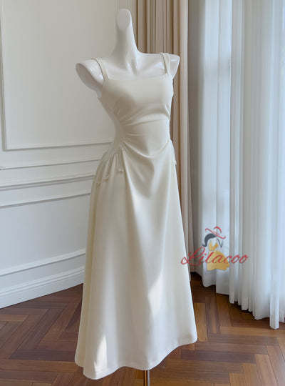 White Straps Beading Prom Dress