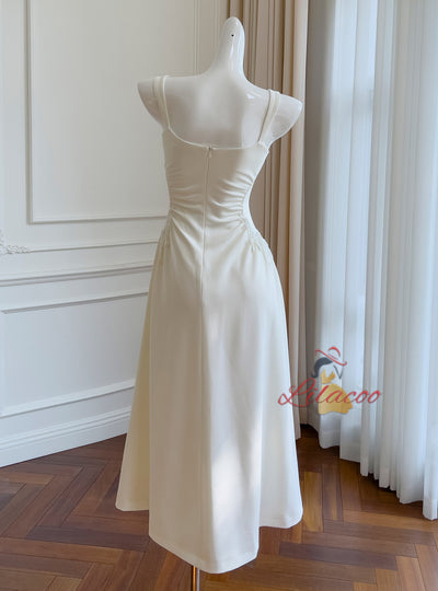 White Straps Beading Prom Dress