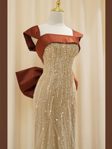 Champagne Sequins Prom Dress