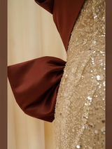 Champagne Sequins Prom Dress