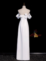 White Satin Pleats Split Wedding Dress