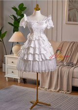 White Lace Satin Bow Wedding Dress