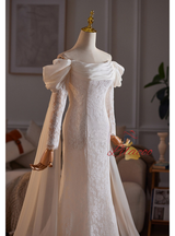 White Mermaid Lace Long Sleeve Wedding Dress