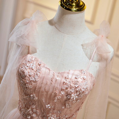 Pink Tulle Appliques Homecoming Dress