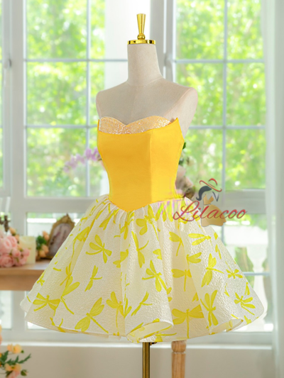 Yellow Sweetheart Homecoming Dress