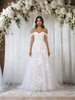 White Tulle Off the Shoulder Lace Wedding Dress