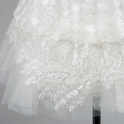 White Tulle Lace Spaghetti Straps Homecoming Dress