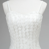 White Tulle Lace Spaghetti Straps Homecoming Dress