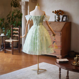 Green Sequins Flower Homecoming Dress