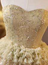 Green Tulle Sequins Strapless Homecoming Dress