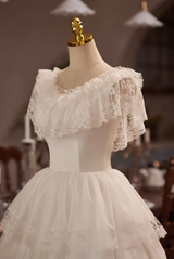 White Lace Tiers Homecoming Dress