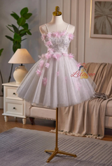 Tulle Sequins Flower Homecoming Dress