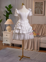White Satin Bow Homecoming Dress
