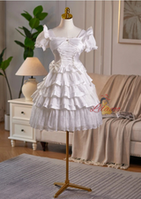 White Satin Bow Homecoming Dress