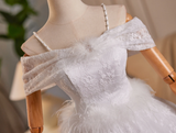 White Lace Spaghetti Straps Homecoming Dress