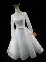 White Lace Long Sleeve Homecoming Dress