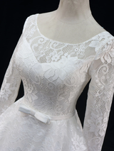 White Lace Long Sleeve Homecoming Dress