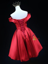 Burgundy Satin Pleats Homecoming Dress