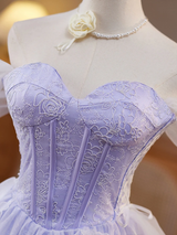 Purple Tulle Lace Homecoming Dress