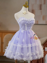 Purple Tulle Lace Homecoming Dress