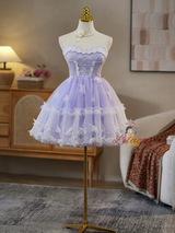 Purple Tulle Lace Homecoming Dress