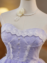 Purple Tulle Lace Homecoming Dress