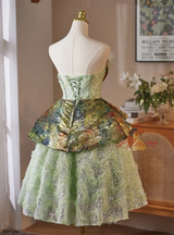 Green Sequins Strapless Homecoming Dress