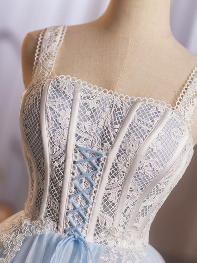 Light Blue Tulle Lace Homecoming Dress