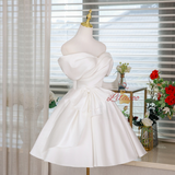 White Satin 3D Flower Homecoming Dress