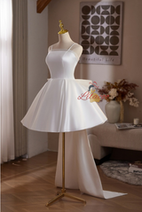 White Satin Bow Homecoming Dress