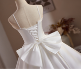 White Satin Bow Homecoming Dress