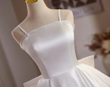 White Satin Bow Homecoming Dress