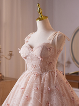 Pink Lace Straps Butterfly Homecoming Dress