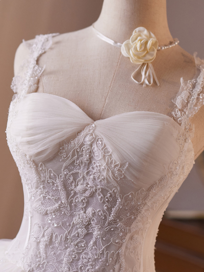 White Tulle Straps Appliques Beading Homecoming Dress