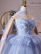 Blue Tulle Sequins Butterfly Homecoming Dress