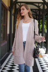 Loose Plus Size Long Knitted Solid Color Sweater Coat